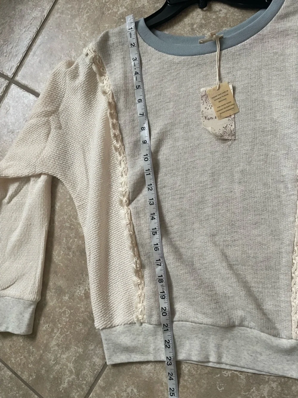 Hem & Thread Cream & Light Blue Crewneck Sweater - Picture 5 of 7
